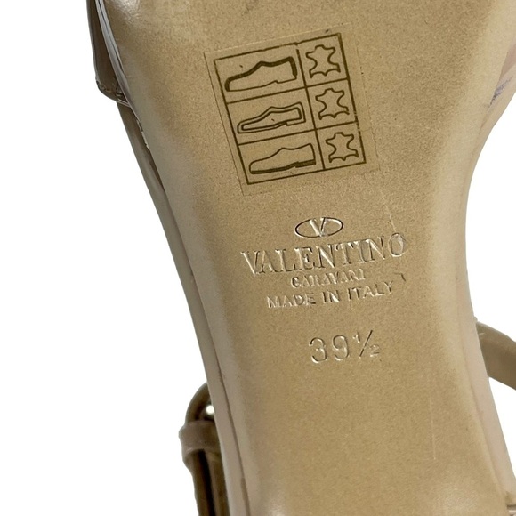 VALENTINO GARAVANI NUDE PLATFORM PATENT LEATHER ANKLE STRAP BOW TOP HEELS - Picture 14 of 15